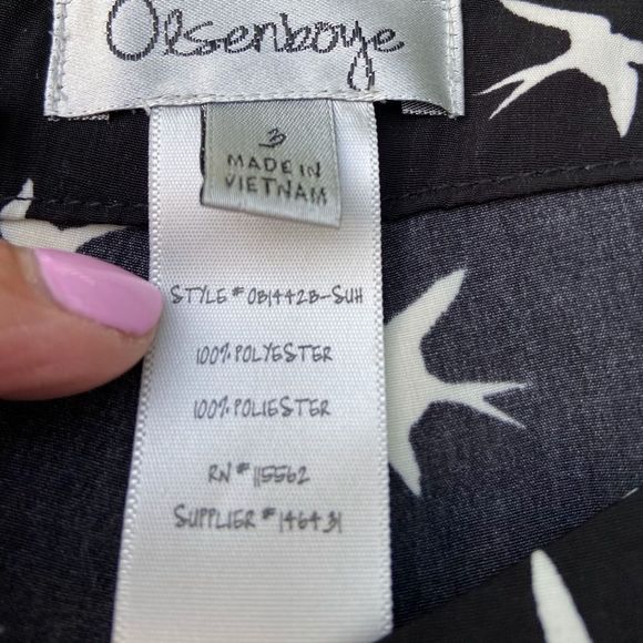 Long wide leg pants/white doves on black sz small - Picture 3 of 7